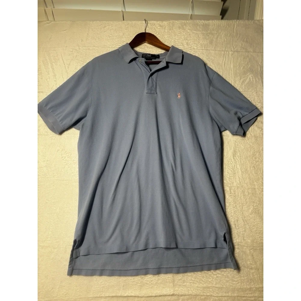 Ralph Lauren Polo Shirt Men's XL Light Blue Yellow Pony‎ Golf Golfer Rugby